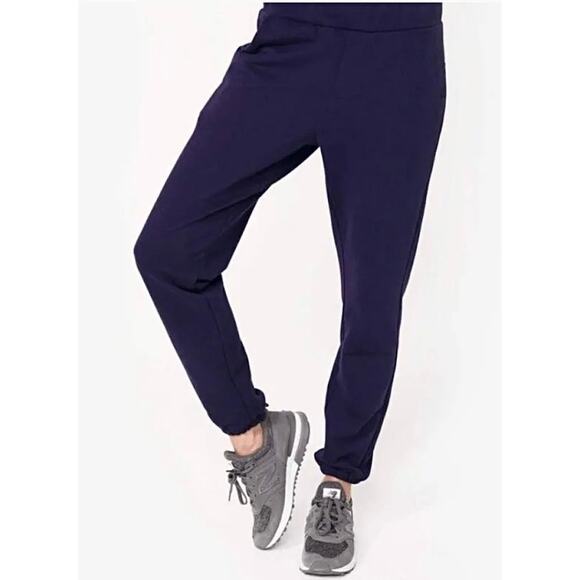 NWT Figs Navy French Terry Sweatpants Elastic Waist Scrubs S - Picture 1 of 7